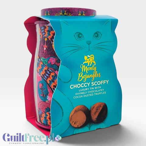 Guiltfree Monty Bojangles Choccy Scoffy trufle w ozdobnej różowej puszce z motywem kota perskiego
