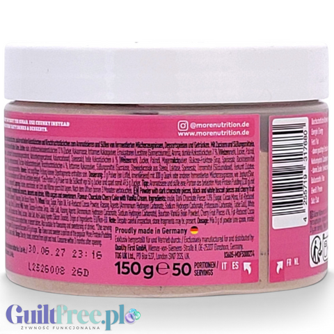 Guiltfree More Nutrition Chunky Flavour Donauwelle w proszku z kawałkami ciastek, widok na etykietę z tyłu opakowania