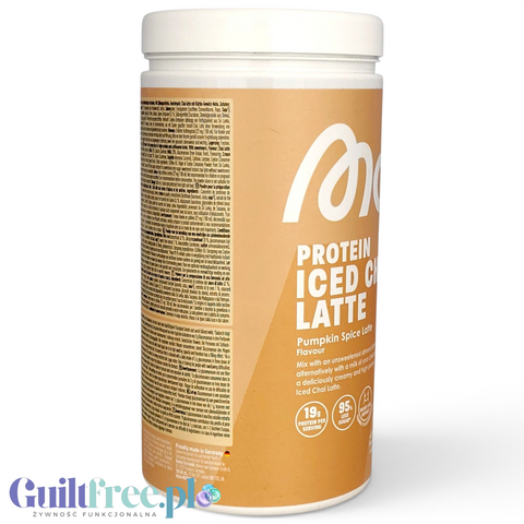 Opakowanie Guiltfree More Nutrition Protein Iced Chai Latte Pumpkin Spice o smaku korzennej herbaty z białkiem.