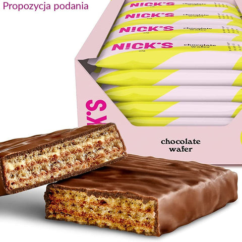 Guiltfree N!CK'S bezglutenowy wafelek czekoladowy w mlecznej polewie bez dodatku cukru w opakowaniu zbiorczym