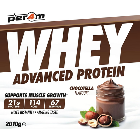 Guiltfree odżywka białkowa Per4M Whey Advanced Protein o smaku Chocotella w opakowaniu 2010g z orzechami laskowymi