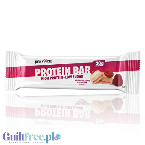 Baton proteinowy Guiltfree Per4m o smaku białej czekolady i malin z 20g białka w opakowaniu 62g