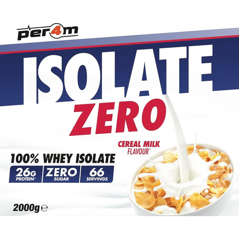 Guiltfree Per4m Isolate Zero Cereal Milk 2kg, izolat białka serwatkowego o smaku mleka z płatkami śniadaniowymi.