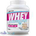 Duże opakowanie odżywki białkowej Guiltfree Per4M Whey Advanced Protein o smaku tortu urodzinowego w białym słoiku