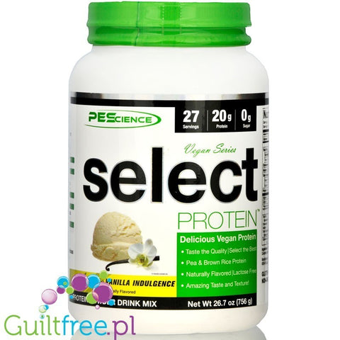 PES Select Protein Vegan, Vanilla Indulgence - wegańska odżywka proteinowa bez soi i cukru, 20g białka & 100kcal by SELECT Protein - PEScience (select-protein-vegan-series-vanilla-756-grams)