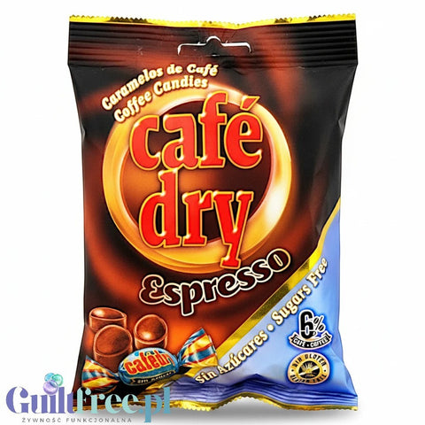 Opakowanie cukierków Guiltfree Pictolin Cafe Dry Espresso bez cukru i glutenu o intensywnym smaku kawy