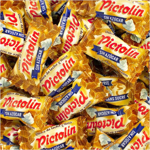 Guiltfree Pictolin bezcukrowe cukierki toffee w złotych opakowaniach z nadrukiem Dulce de Leche