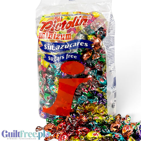 Pictolin Minizum 1kg - owocowe landrynki bez cukru, kolorowe, duże opakowanie by Pictolin (pictolin-minizum-owocowe-landrynki-bez-cukru-na-wage)