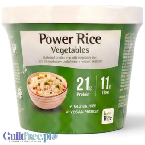 Wegańskie danie instant Guiltfree Power Rice z warzywami, wysokobiałkowy ryż bezglutenowy w wygodnym kubku