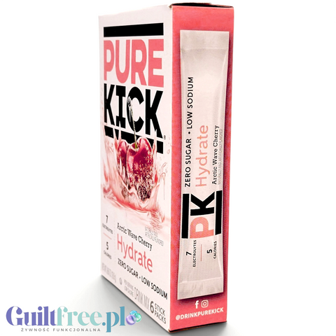 Opakowanie Guiltfree Pure Kick Hydrate Arctic Wave Cherry z saszetkami napoju elektrolitowego bez cukru