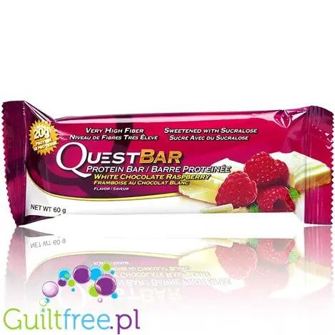 Baton proteinowy Guiltfree Quest Bar o smaku białej czekolady z malinami w opakowaniu 60g z wysoką zawartością białka