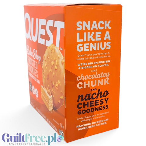 Opakowanie ciastek Guiltfree Quest Frosted Cookies o smaku masła orzechowego w pomarańczowym kartoniku
