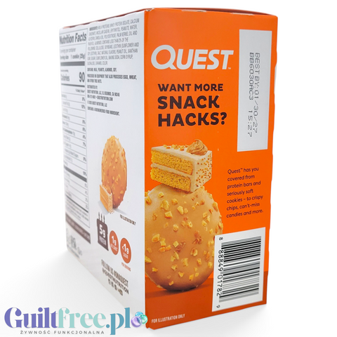 Opakowanie ciastek Quest Frosted Cookies Peanut Butter Cake od Guiltfree z informacjami o wartościach odżywczych
