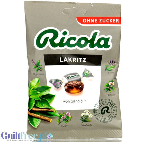 Ricola Lakritz - cukierki Lukrecja ze Stewią, bez Cukru by Ricola (ricola-cukierki-lukrecjowe-ze-stewia-bez-cukru)