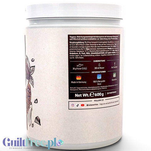 Guiltfree Rocka Nutrition Natural Protein Classic Kakao w opakowaniu 600g z czytelnym składem i instrukcją użycia