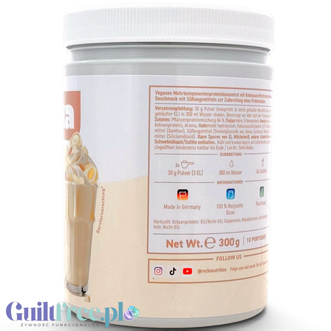 Opakowanie wegańskiej odżywki białkowej Guiltfree Rocka Nutrition Coconut Almond Cream o pojemności 300g