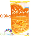 Duże opakowanie Guiltfree Solano 0,9 kg mlecznych karmelków bez cukru i glutenu w żółto-pomarańczowej torebce