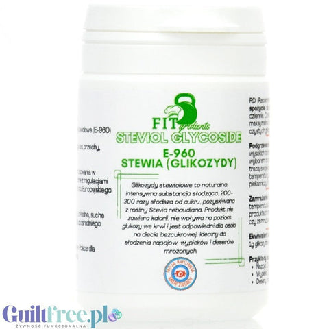 FitGridients Stevia - czysta stewia 100% słodzik zero kalorii bez wypełniaczy by FITgridients (fitfood-purely-sweet-czysta-stewia-glikozydy-stewiolowe-98-bez-wypelniaczy-e-960)