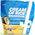 Opakowanie Guiltfree TBJP Cream of Rice o smaku białej czekolady z kokosem, 2kg kleiku ryżowego dla sportowców.