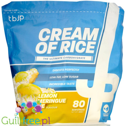 Opakowanie Guiltfree TBJP Cream of Rice o smaku bezy cytrynowej, lekkostrawny kleik ryżowy dla sportowców 2kg