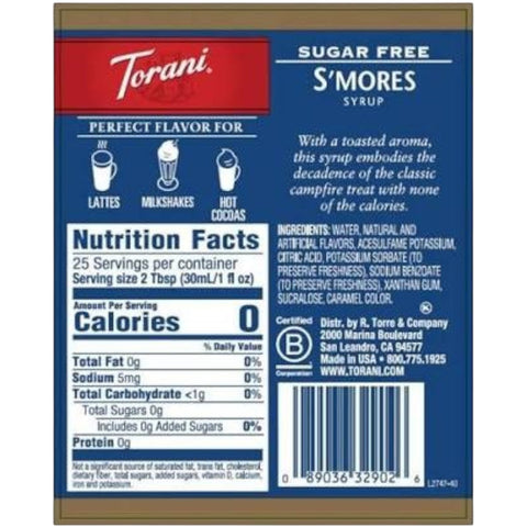 Torani S'mores 0,75L - syrop do kawy bez cukru i kalorii by Torani (torani-syrop-bez-cukru-s-mores-0kcal)