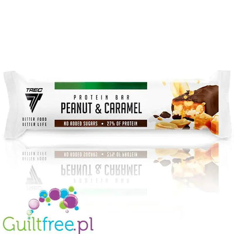 Baton proteinowy Guiltfree Trec Peanut & Caramel z orzeszkami i karmelem w mlecznej czekoladzie bez cukru