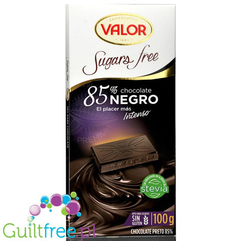 Valor Negro 85% - bezglutenowa wegańska czekolada bez dodatku cukru by Valor (valor-gorzka-czekolada-85-bez-cukru-ze-stewia)