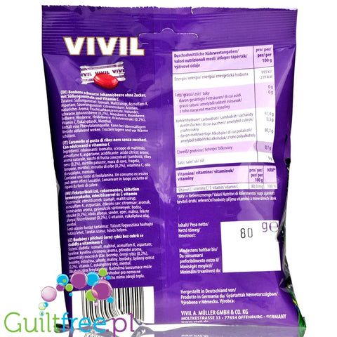 Vivil Blackcurrant - cukierki bez cukru z witaminą C, smak czarna porzeczka by Vivil (vivil-blackcurrant-cukierki-bez-cukru-z-witamina-c-smak-czarna-porzeczka)