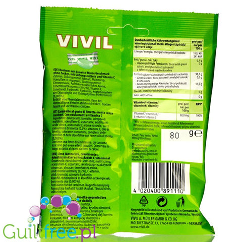 Vivil Lime & Mint - cukierki bez cukru Limonka & Mięta z witaminą C by Vivil (vivil-lime-mint-cukierki-bez-cukru-limonka-mieta)