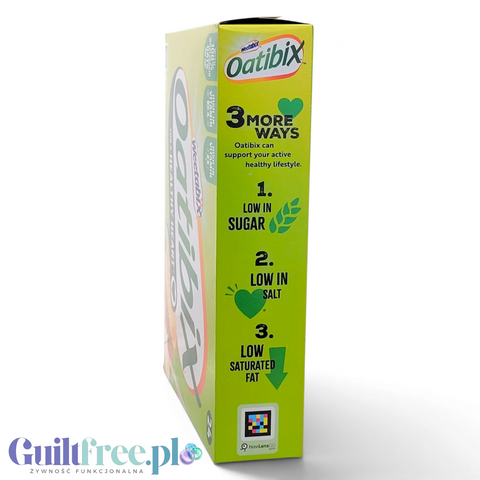 Opakowanie pełnoziarnistych płatków owsianych Weetabix Oatibix w sklepie Guiltfree z informacjami o zdrowym składzie