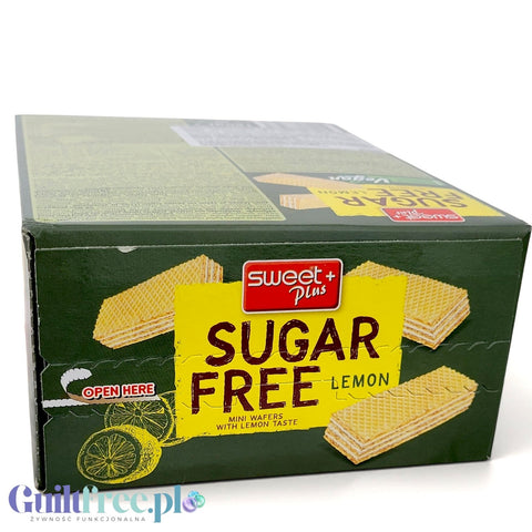 Opakowanie wegańskich mini wafli cytrynowych Sweet Plus Sugar Free od Guiltfree bez dodatku cukru
