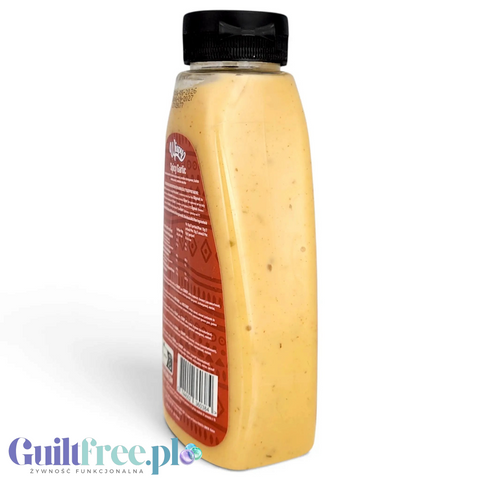 Guiltfree Wispy Zero Sauce Spicy Garlic w butelce, gęsty kremowy sos czosnkowy bez cukru i niskokaloryczny