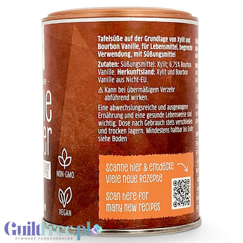 Guiltfree Xucker Bourbon Vanilla ksylitol z naturalną wanilią w brązowej puszce 90g